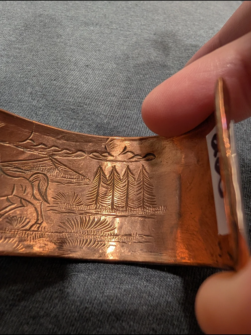 Men's Copper Horse Story Teller Cuff Bracelet - Navajo Made